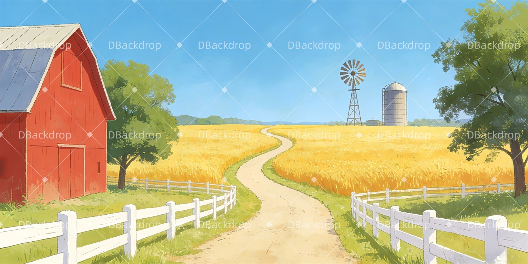 Scenic Backdrops Autumn Farm Stage Scenery Backdrops UK GQ63-T83