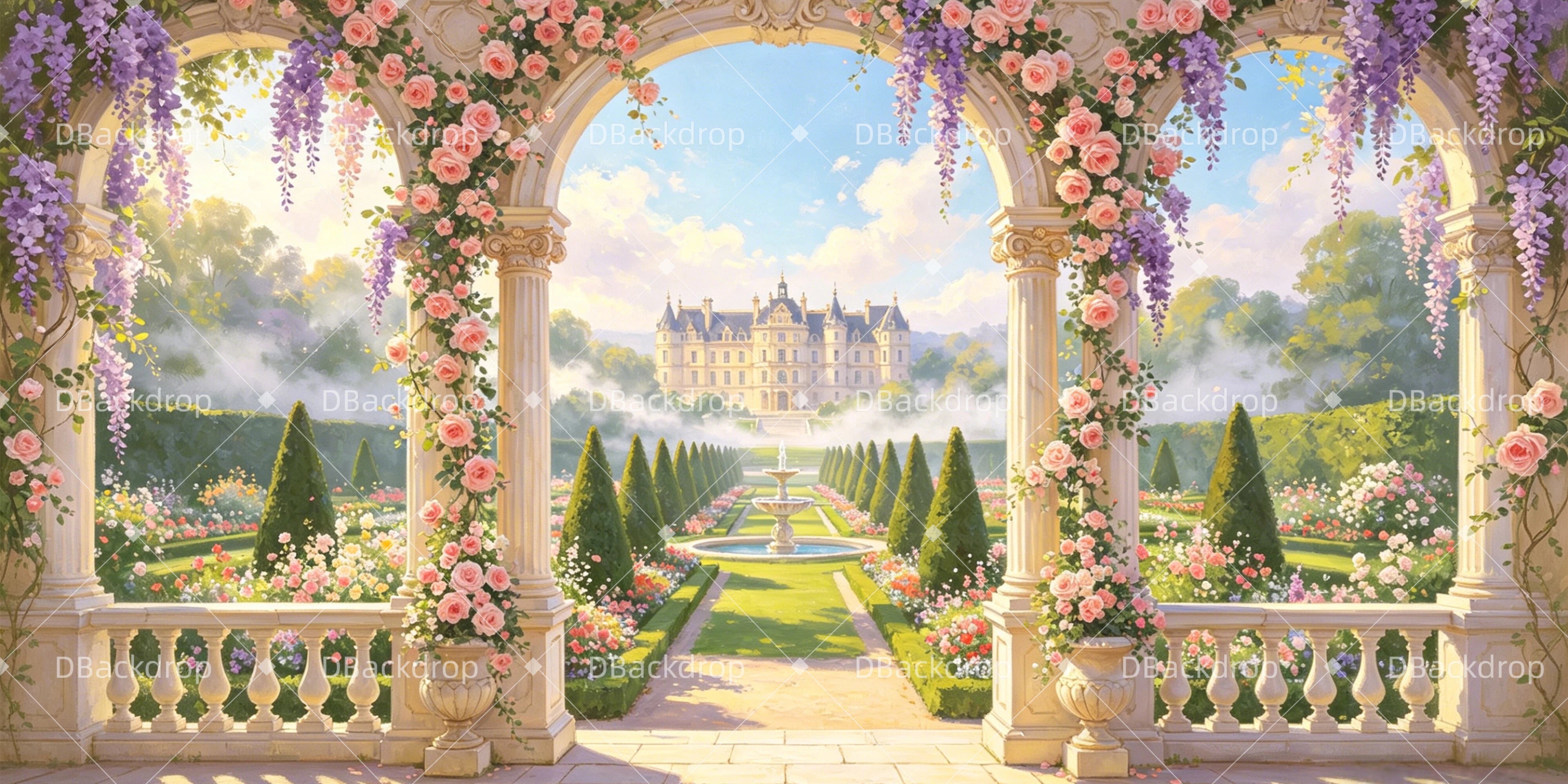 Dance Recital Backdrop Floral Arch Garden Theater Stage Backdrop UK GQ64-T8