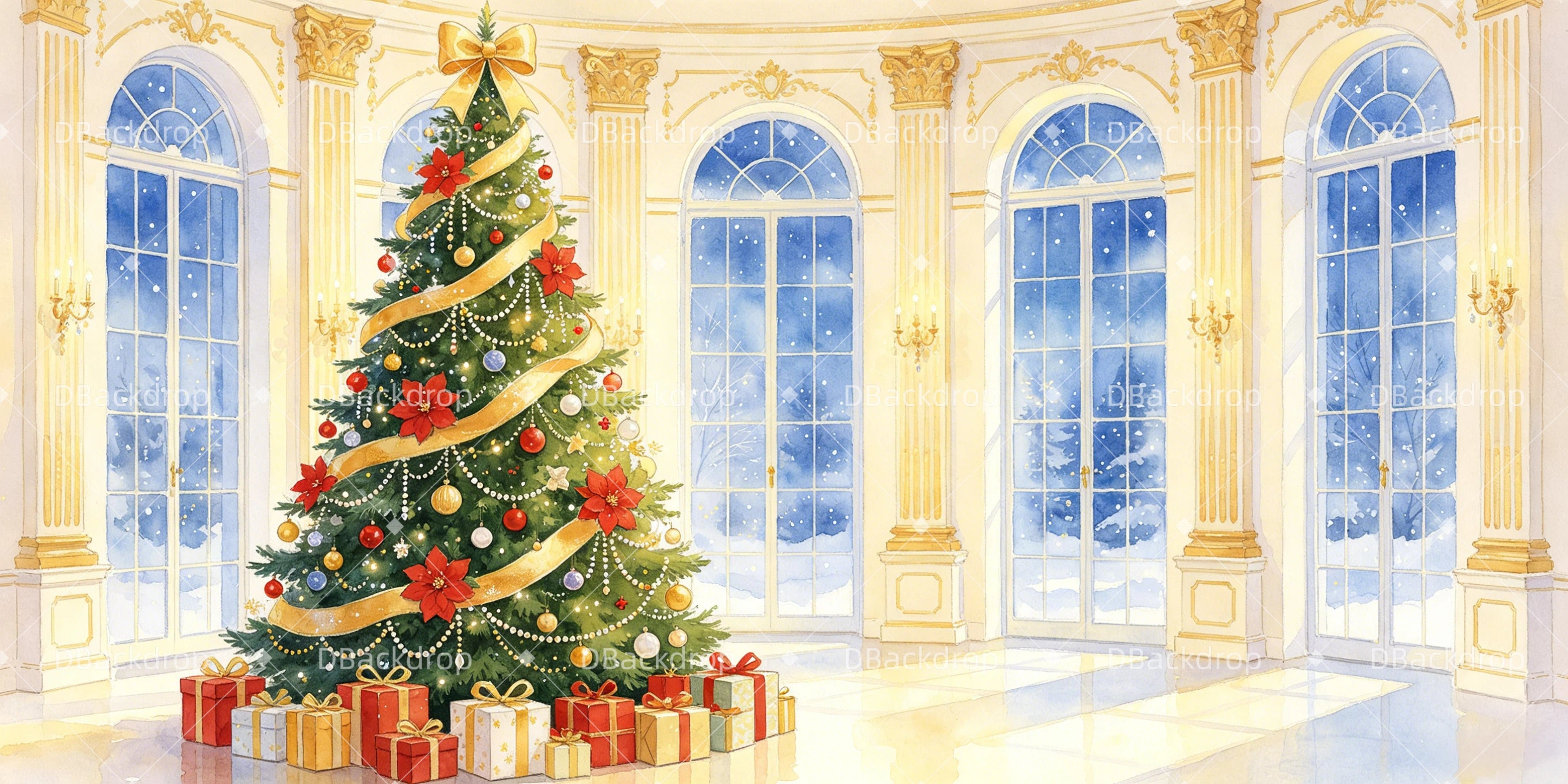 Nutcracker Ballet Backdrop Grand Christmas Ballroom Dance Backdrop UK GQ65-T56