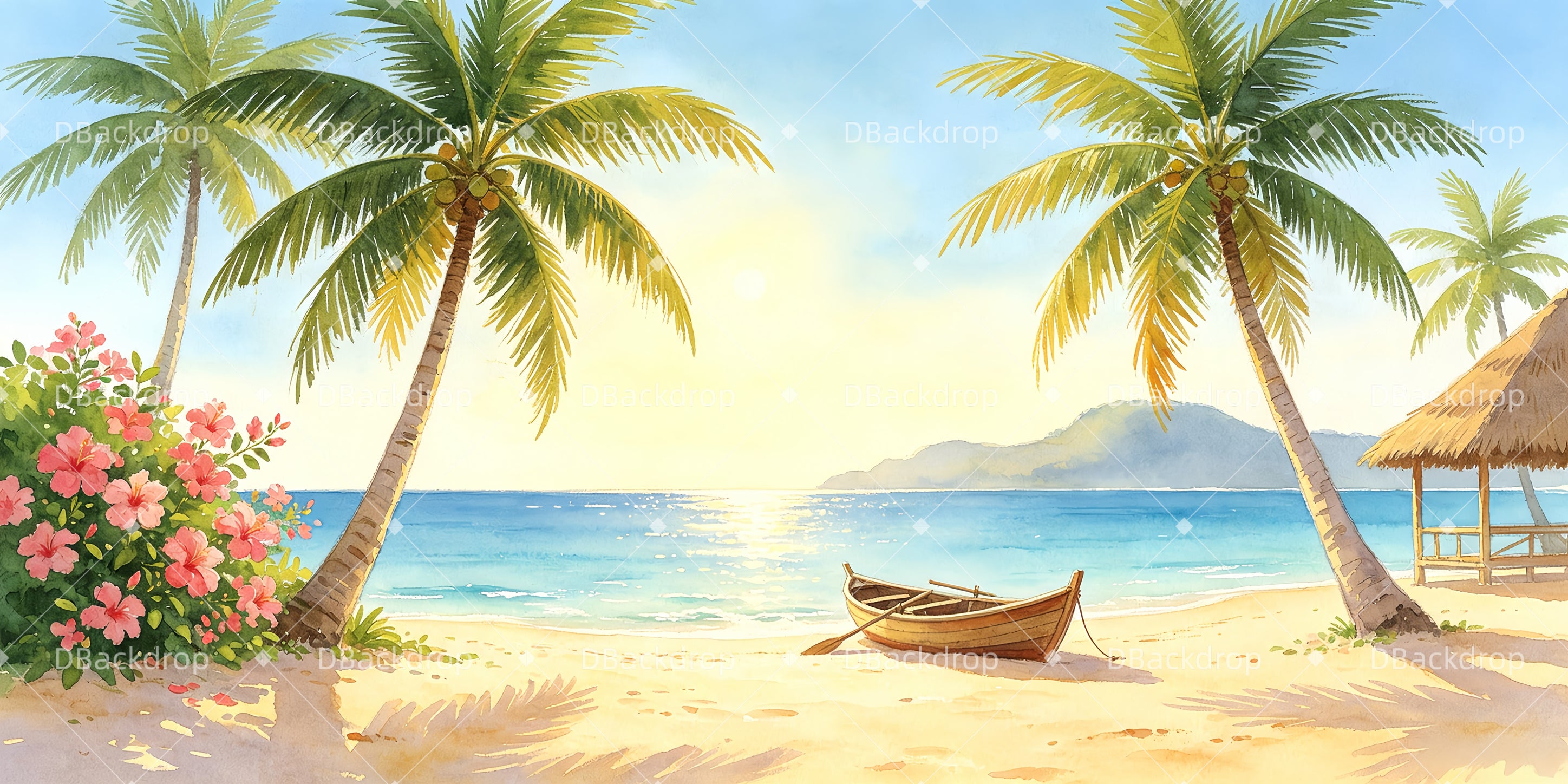 Stage Backdrop Ideas Tropical Beach Backdrop For Theater Play UK GQ65-T61