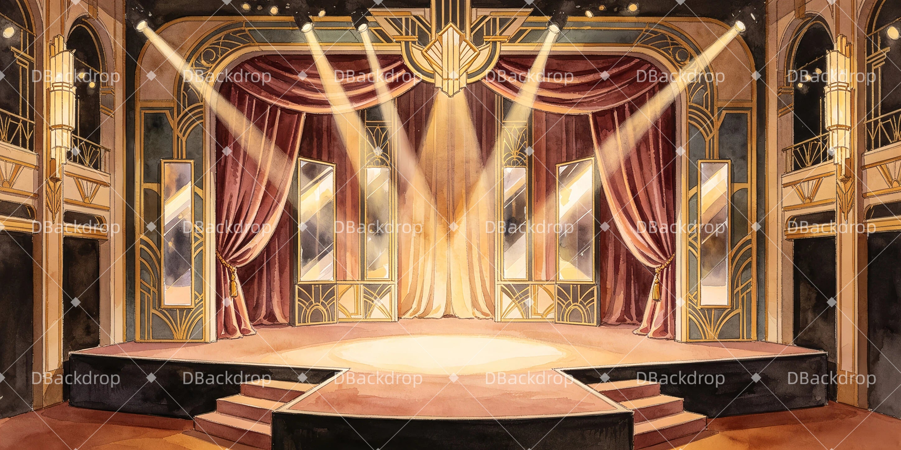 Broadway Stage Backdrop Fashion Show Runway UK Performance Backdrop GQ66-T19