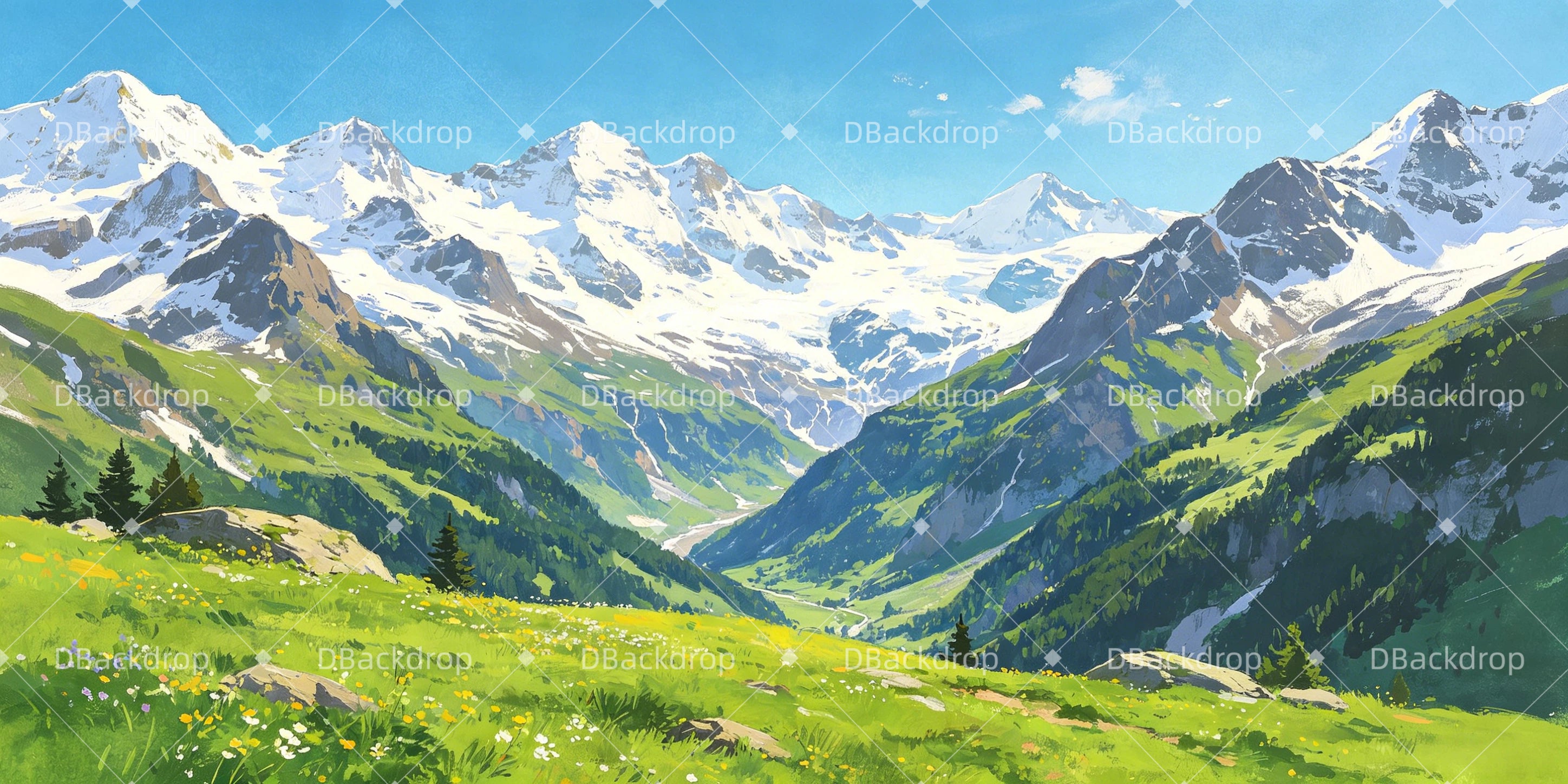 Stage Scenery Backdrops Mountain Valley Movie Theater UK Backdrop GQ66-T53