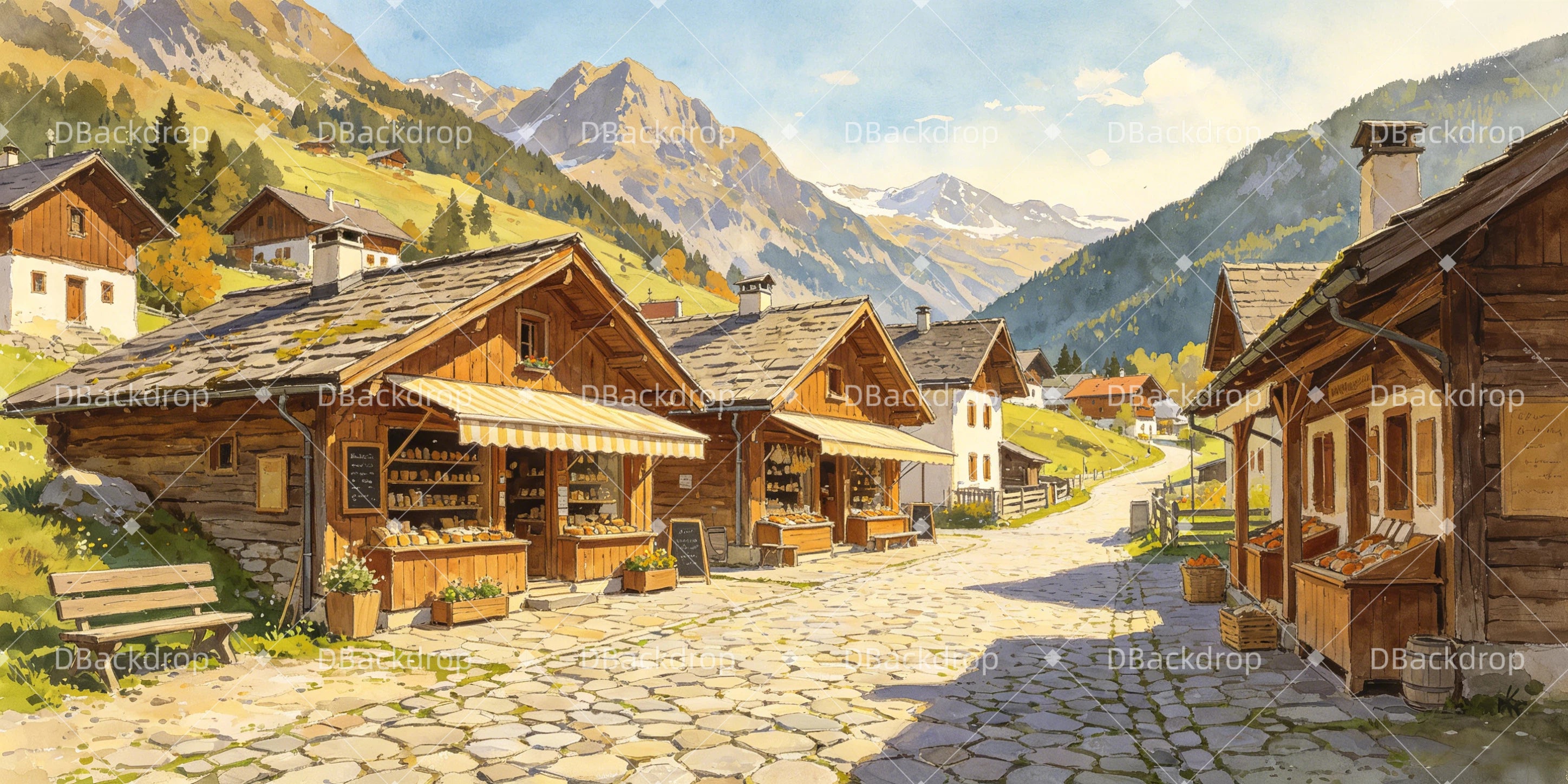 Theater Backdrop Rustic Town Center Professional UK Stage Backdrops GQ66-T59