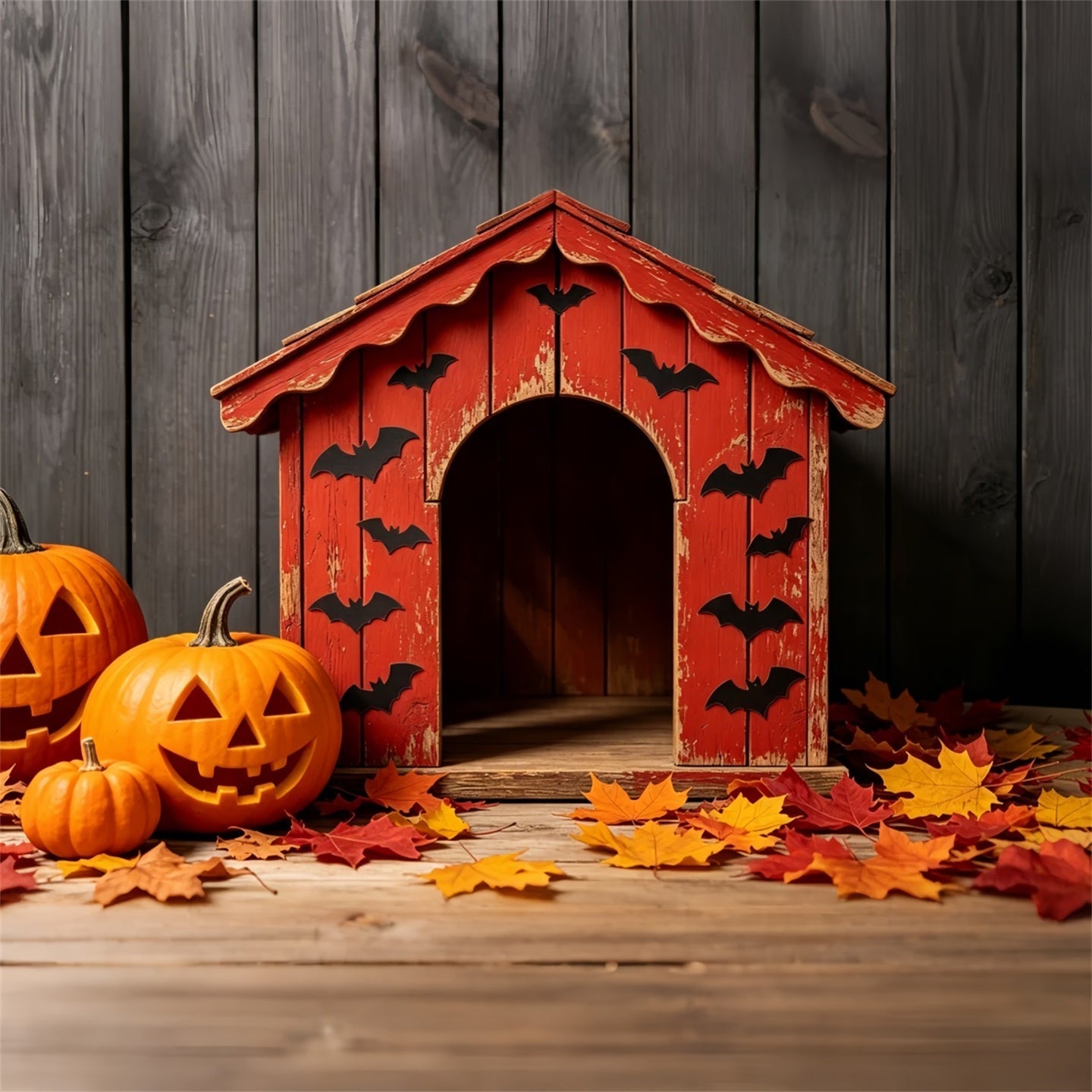 Dog Halloween Backdrop Rustic Bat Pumpkin Shelter Halloween Backdrop Roll UK GQ67-108