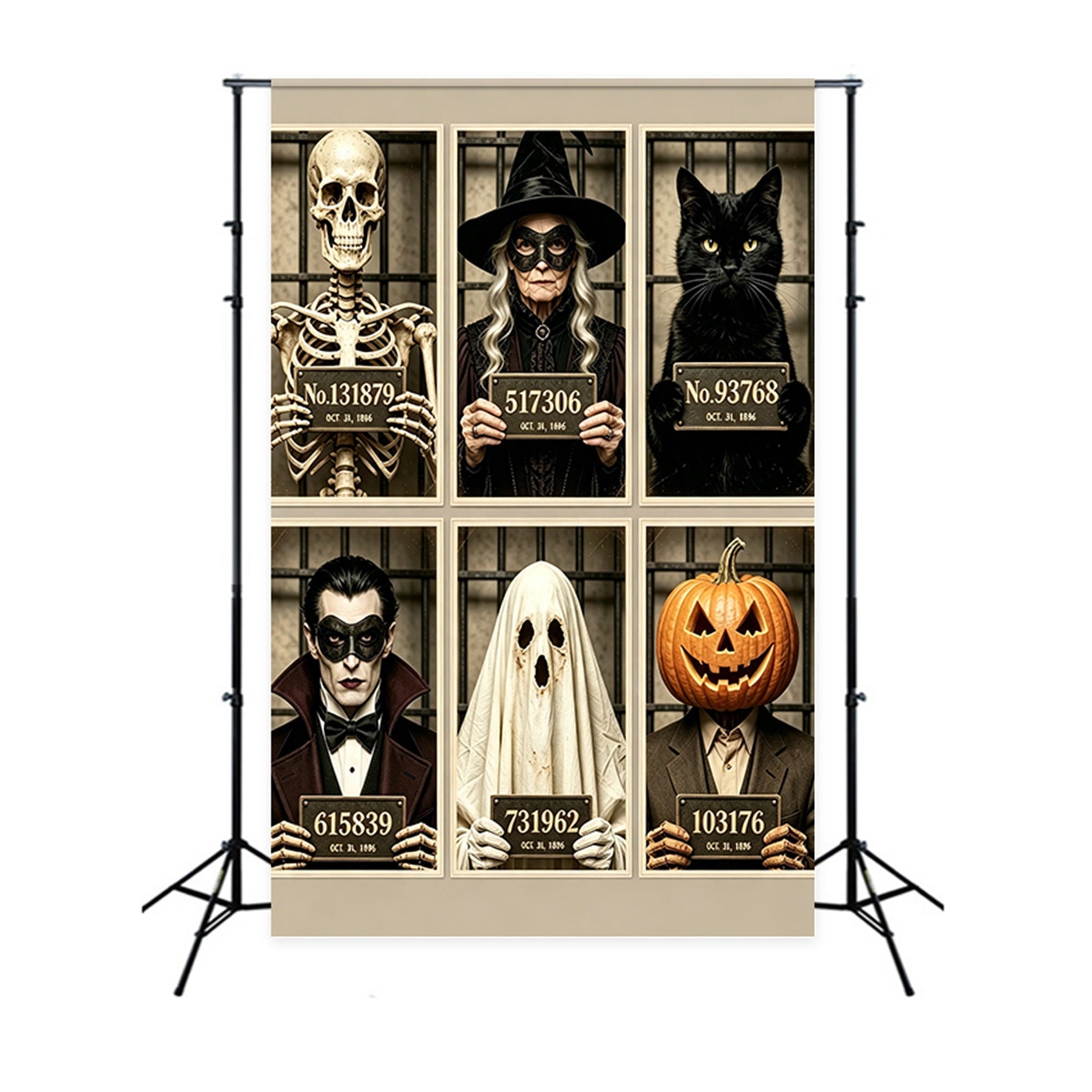 Halloween Mugshot Backdrop Vintage Monster Lineup Ghostbusters Backdrop UK GQ67-110