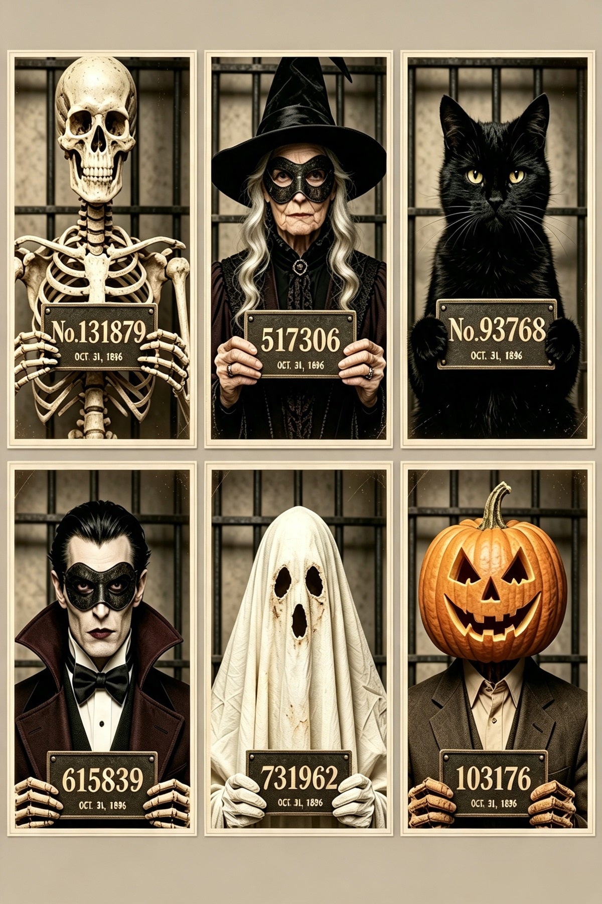 Halloween Mugshot Backdrop Vintage Monster Lineup Ghostbusters Backdrop UK GQ67-110