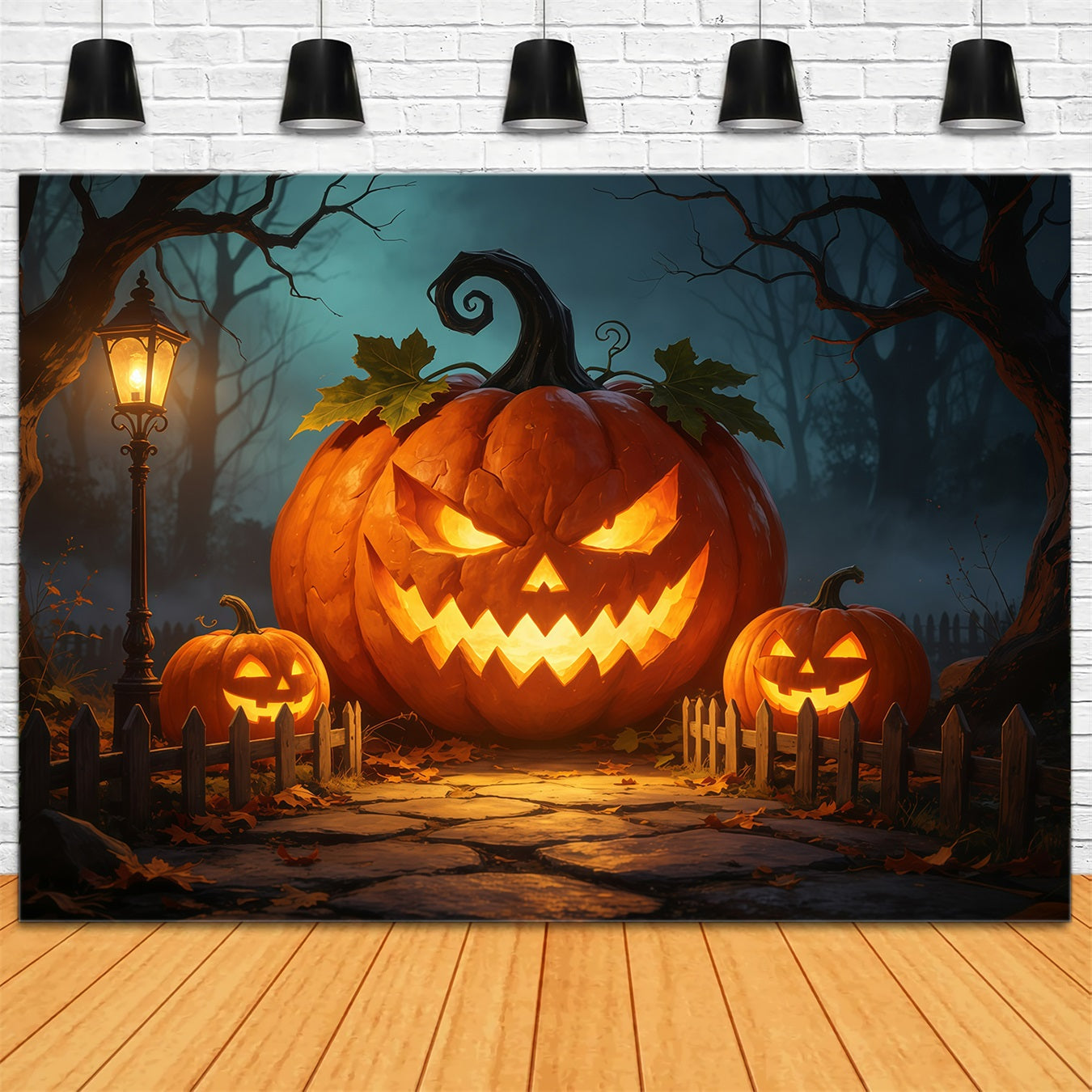 Jack o Lantern Backdrop Giant Glowing Pumpkin Gateway Disney Halloween Backdrop UK GQ67-82
