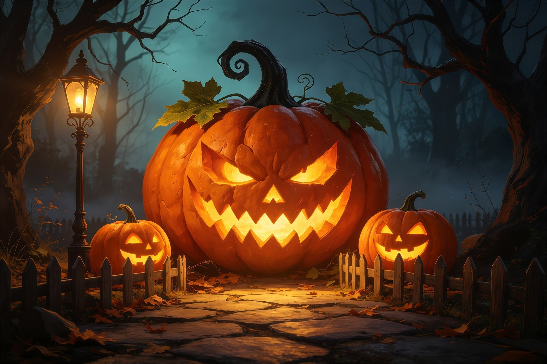 Jack o Lantern Backdrop Giant Glowing Pumpkin Gateway Disney Halloween Backdrop UK GQ67-82