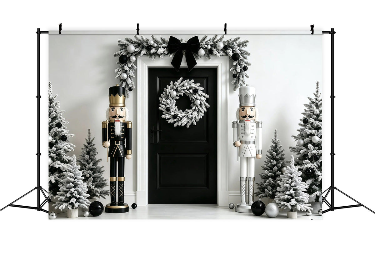 Christmas Nutcracker Backdrop Black White Garland Door Wall Backdrop Christmas UK GQ68-110