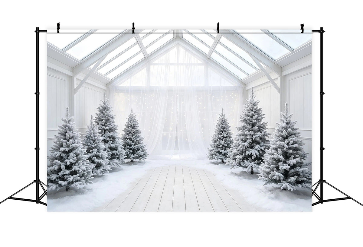 Christmas Tree Backdrop Frosted White Pine Atrium Muslin Christmas Backdrop UK GQ68-111