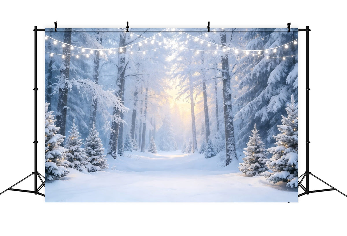 Winter Wonderland Christmas Backdrop Snowy Forest Path Photography Backdrops Christmas UK GQ68-130