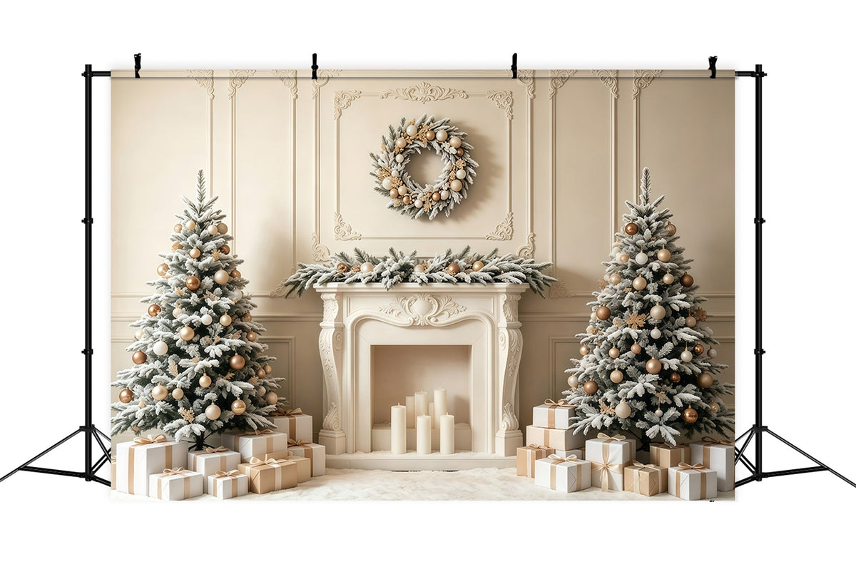 Elegant Christmas Backdrop Elegant Frosted Fireplace Mantel Studio Christmas Backdrop UK GQ68-66