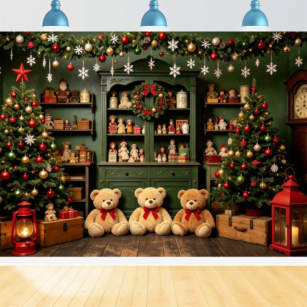 Christmas Kids Backdrop Dollhouse Toy Shelf Display Christmas Muslin Backdrops UK GQ68-77