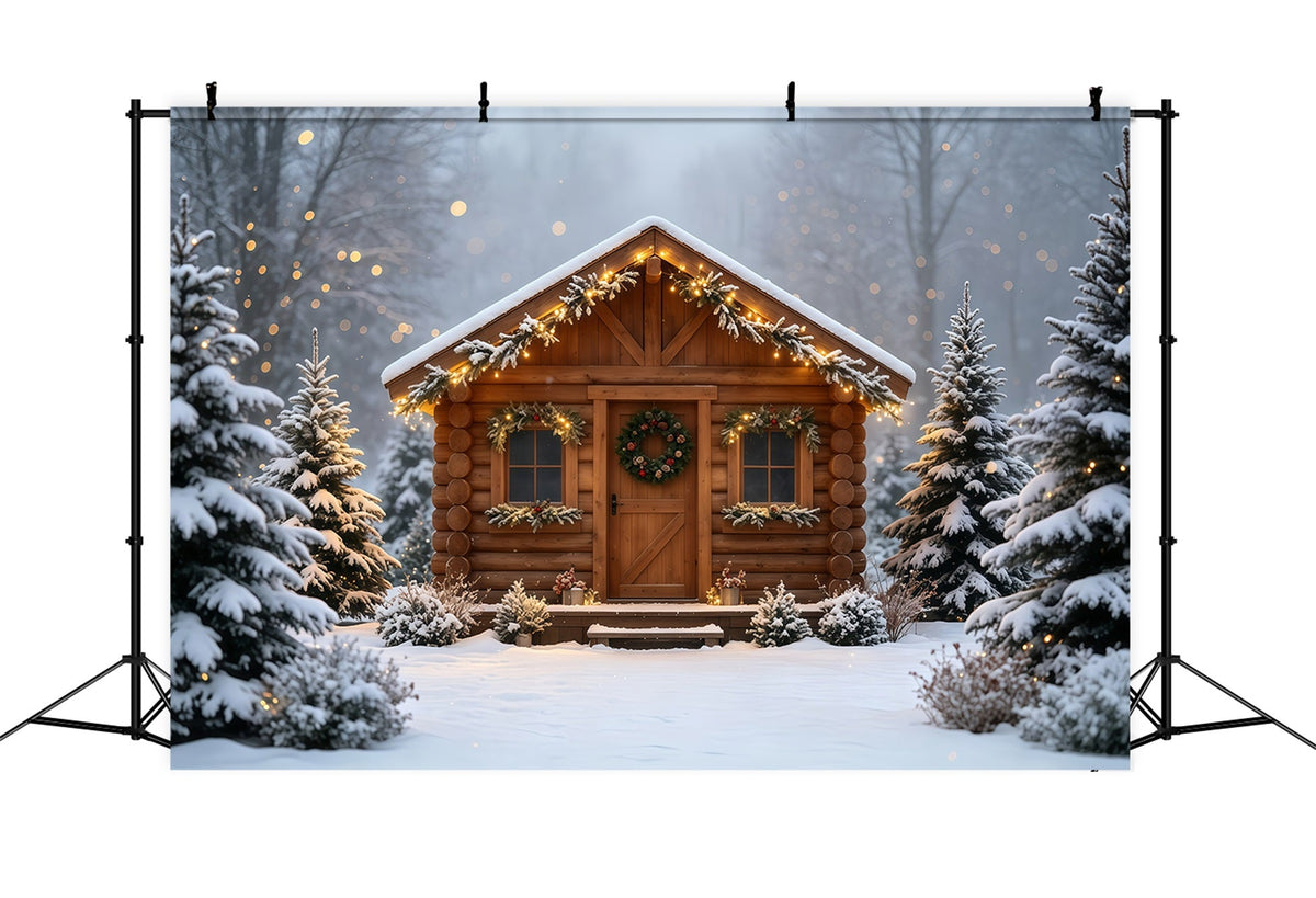 Country Christmas Backdrop Cozy Cabin Snowy Retreat Christmas Wall Backdrop UK GQ68-88