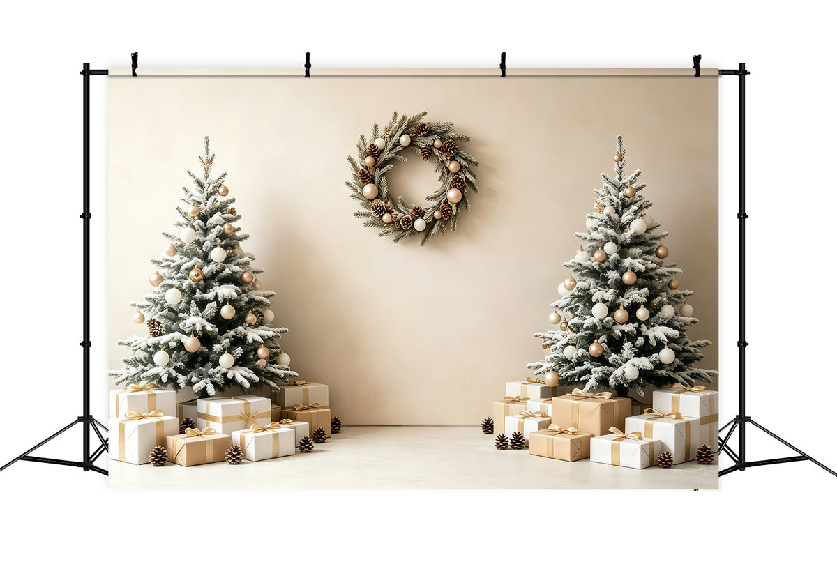 Christmas Wall Backdrop Minimal Tree Wreath Gift Photography Backdrops Christmas UK GQ68-93