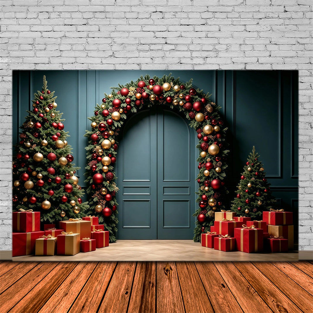 Christmas Wall Backdrop Luxury Garland Door Arch Christmas Studio Backdrop UK GQ68-96
