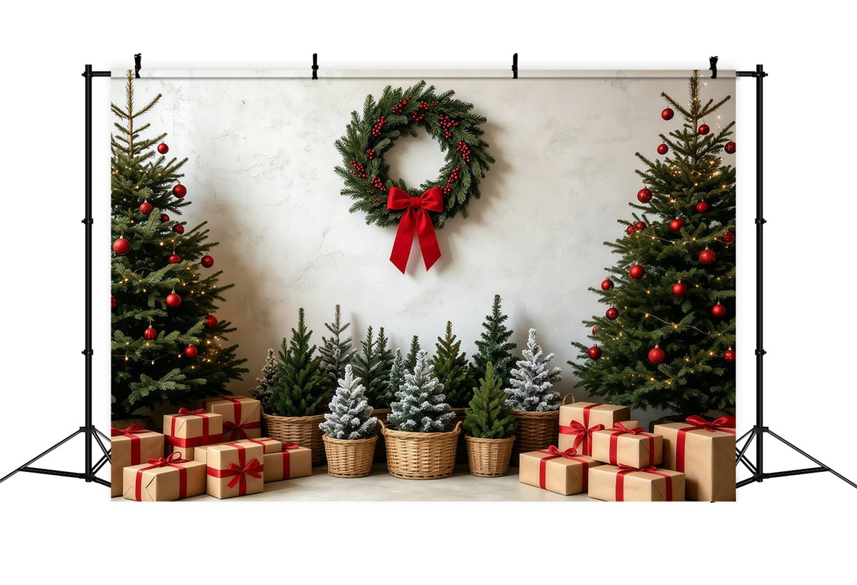 Christmas Tree Backdrop Rustic Wreath Gift Display Studio Backdrops Christmas UK GQ68-99