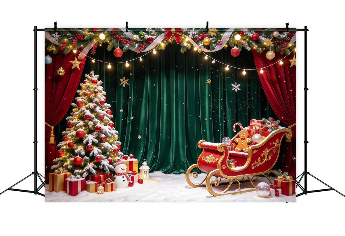 Christmas Party Picture Backdrop Velvet Sleigh Gift Display Christmas Backdrop Vertical UK GQ69-104