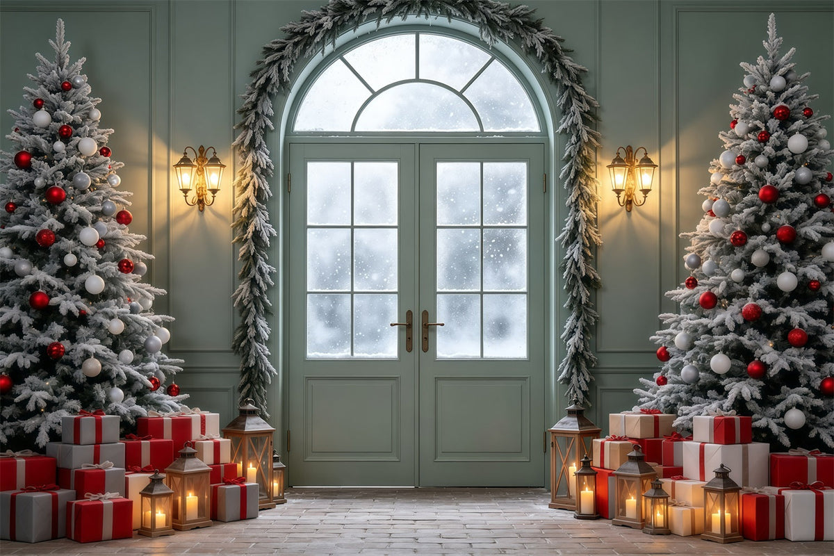 Christmas Themed Backdrops Frosted Arch Door Display Christmas Photo Backdrop UK GQ69-19