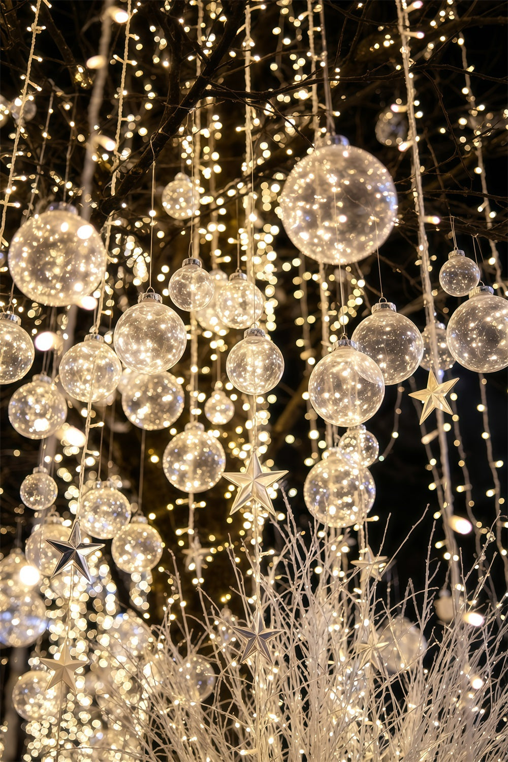 Christmas Lights Backdrop Glowing Crystal Ornament Photography Christmas Backdrops UK GQ69-30