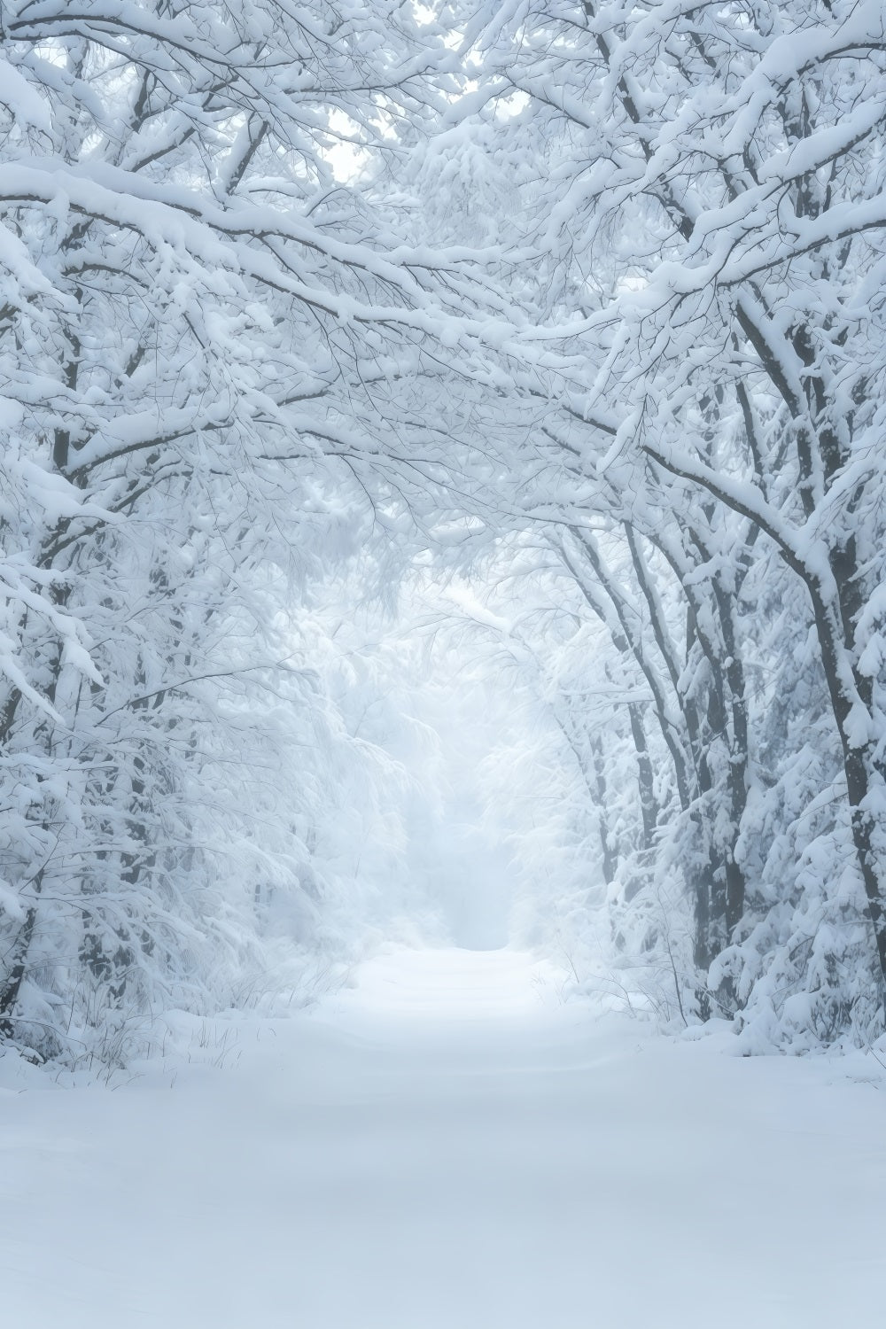 Winter Christmas Backdrop Snowy Forest Pathway Tunnel Christmas Studio Backdrops UK GQ69-43