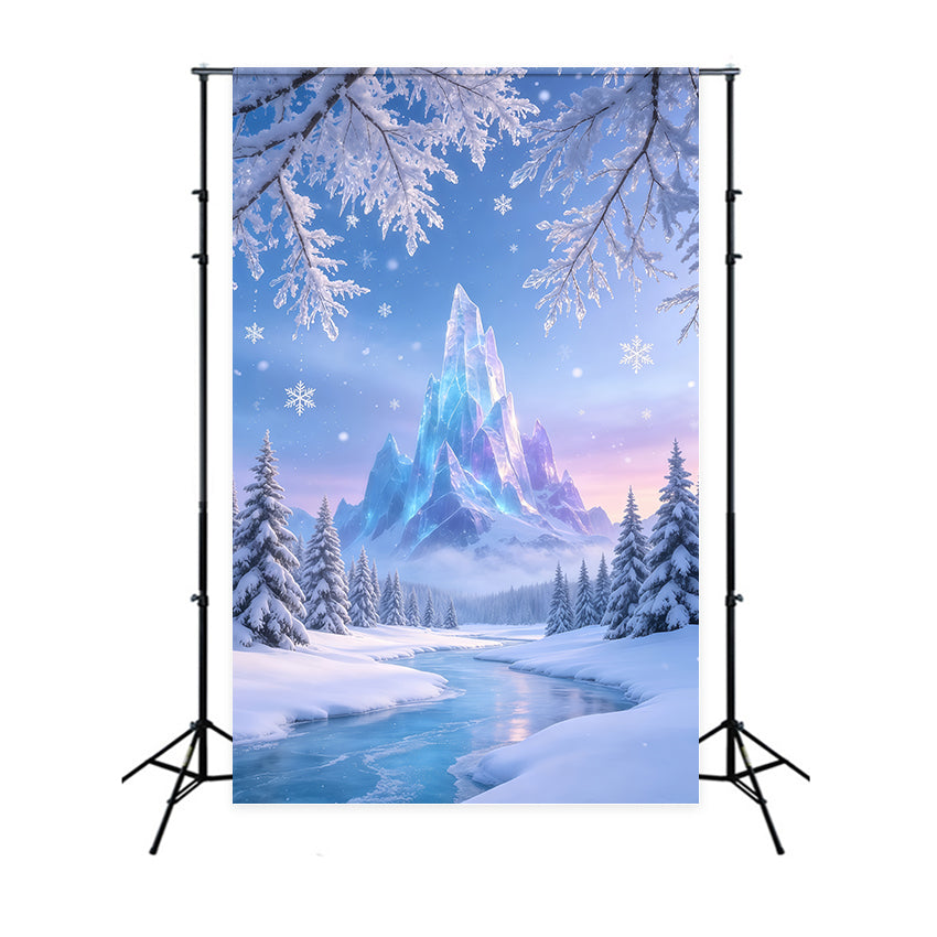 Christmas Wonderland Backdrop Frozen Crystal Mountain Professional Christmas Backdrop UK GQ69-50