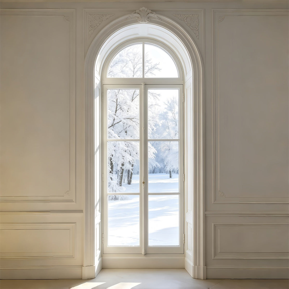 White Christmas Backdrop Elegant Arched Window View Wall Backdrop Christmas UK GQ69-51