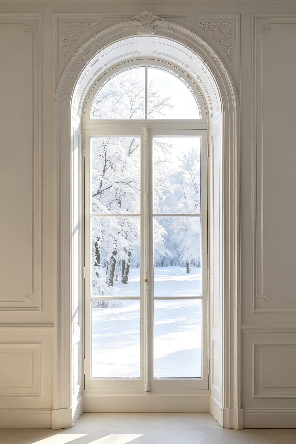 White Christmas Backdrop Elegant Arched Window View Wall Backdrop Christmas UK GQ69-51
