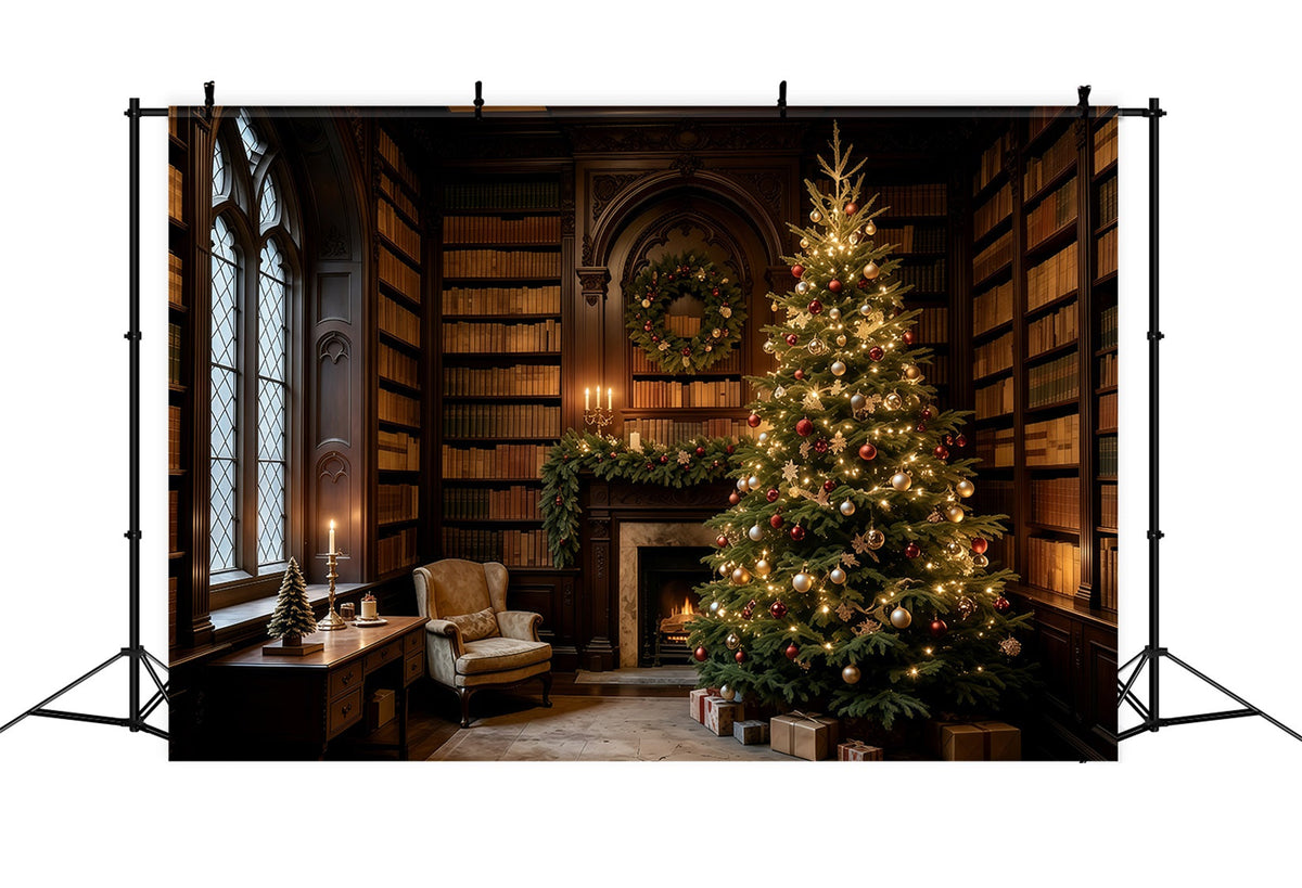 Indoor Christmas Backdrop Elegant Frosted Tree Arch Christmas Photography Backdrop UK GQ69-61