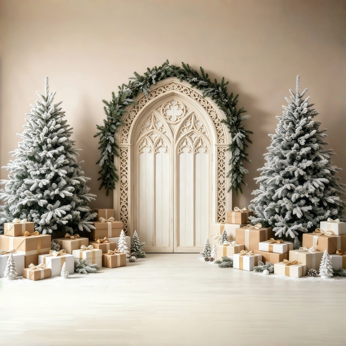 Christmas Arch Backdrop Ivory Gothic Archway Wall Christmas Backdrop UK GQ69-7