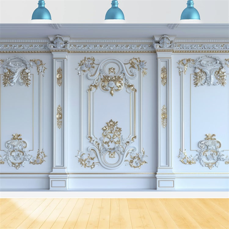 Artistic Backdrop Exquisite Gold Trimmed White Wall Backdrop UK GTY-121