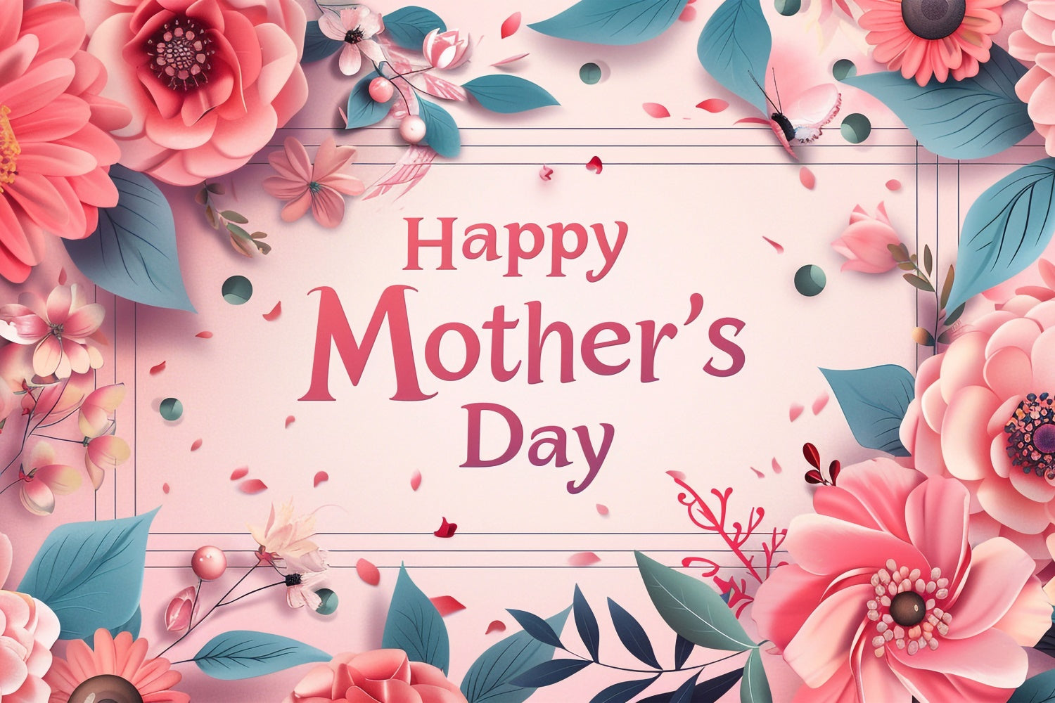 Mother's Day Photo Backdrops Vintage Floral Frame Backdrop UK GTY3-142