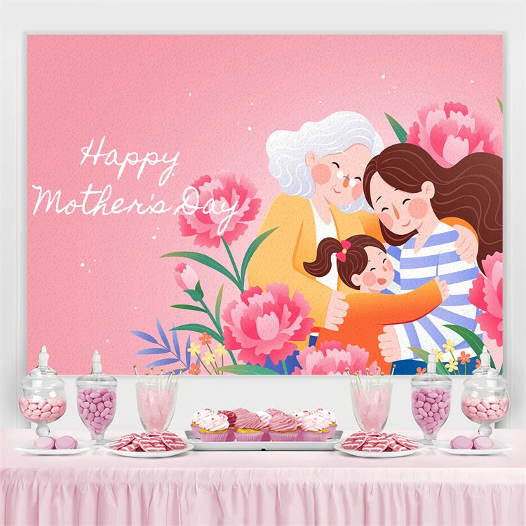Happy Mother's Day Backdrop Sweet Embrace Floral Backdrop UK GTY3-155