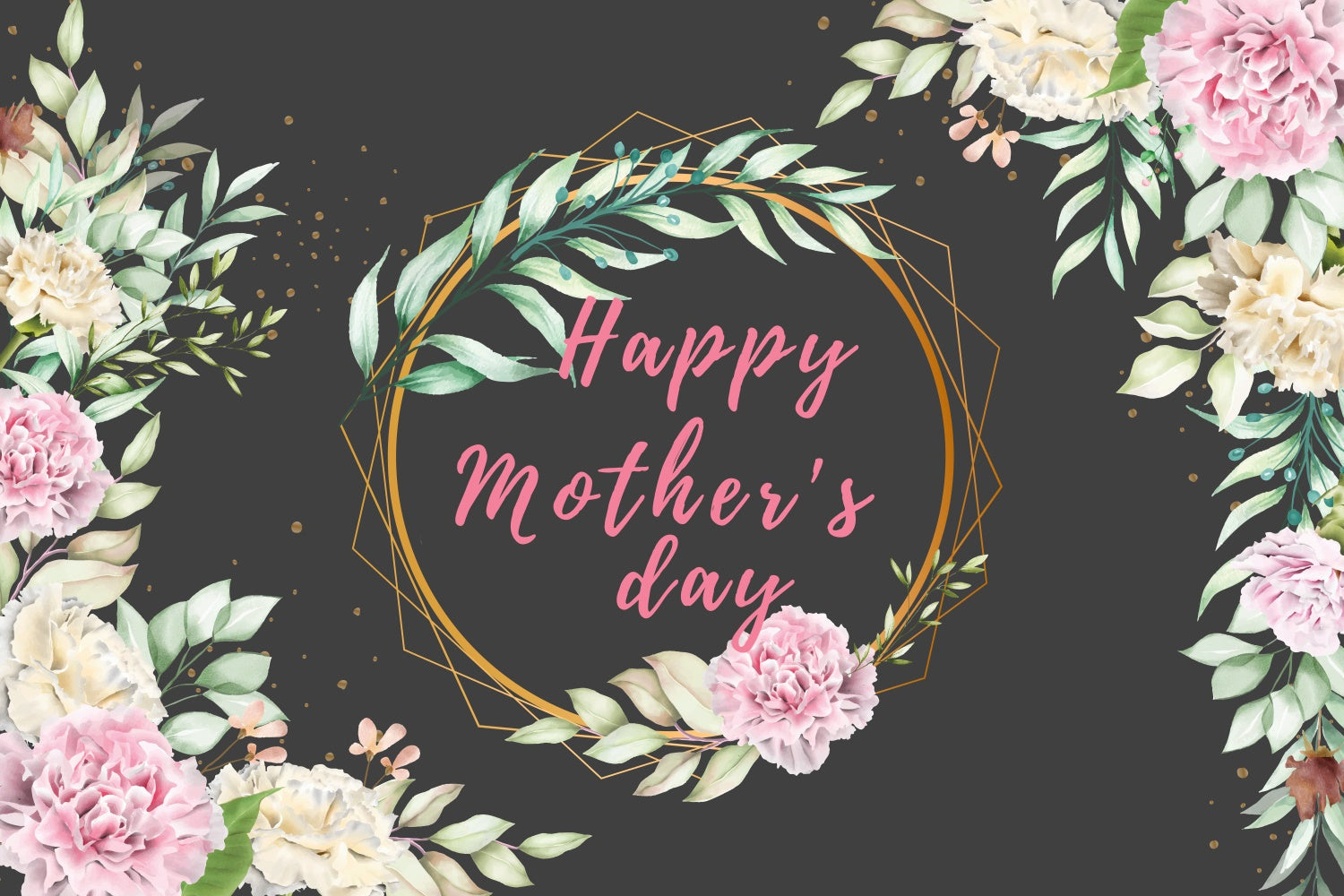 Backdrops For Mothers Day Pink Peony Geometric Frame Backdrop UK GTY3-157