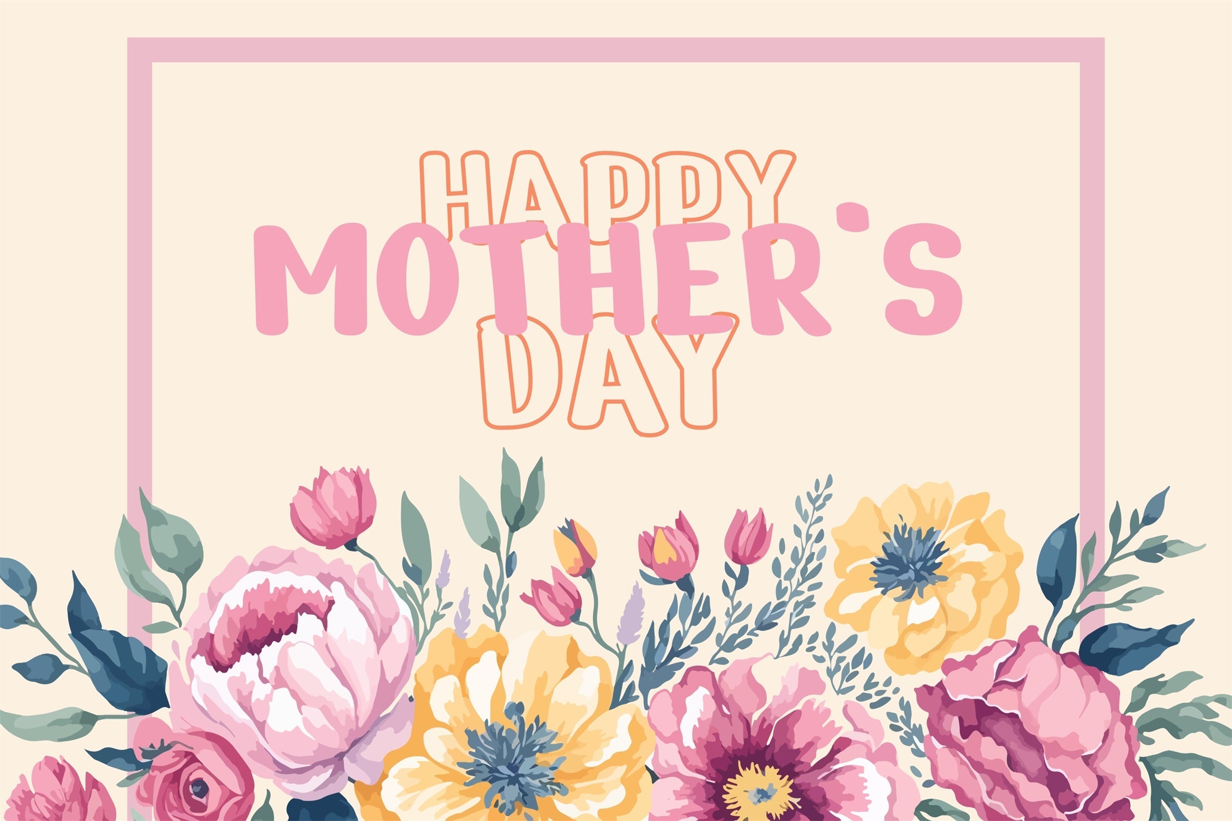 Happy Mother's Day Backdrop Vintage Pastel Floral Backdrop UK GTY3-167