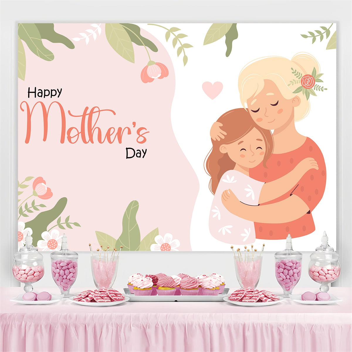 Mother's Day Backdrop Ideas Sweet Warm Embrace Backdrop UK GTY3-169