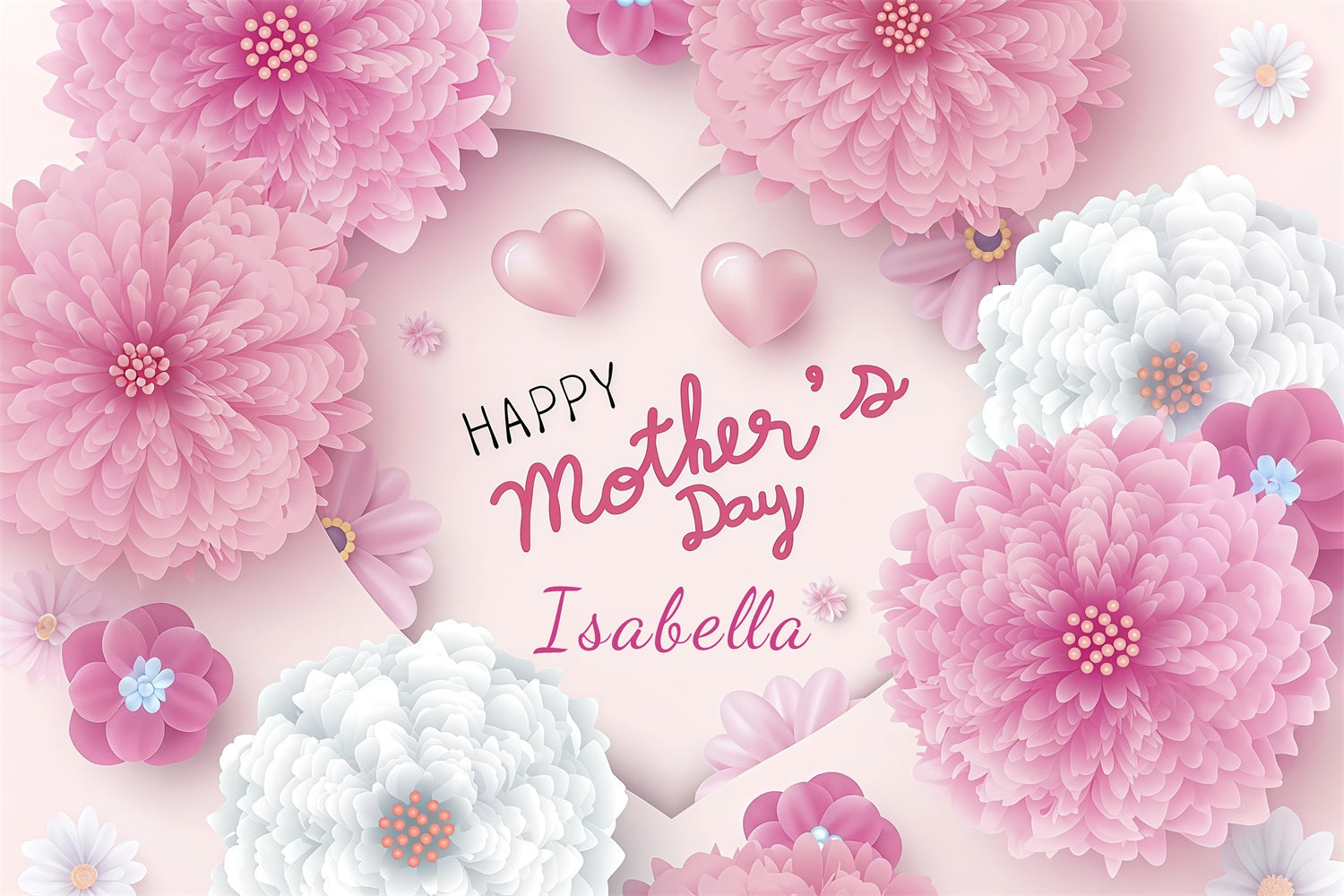Backdrops For Mother's Day Delicate Flowers Hearts Customized Backdrop UK GTY3-189