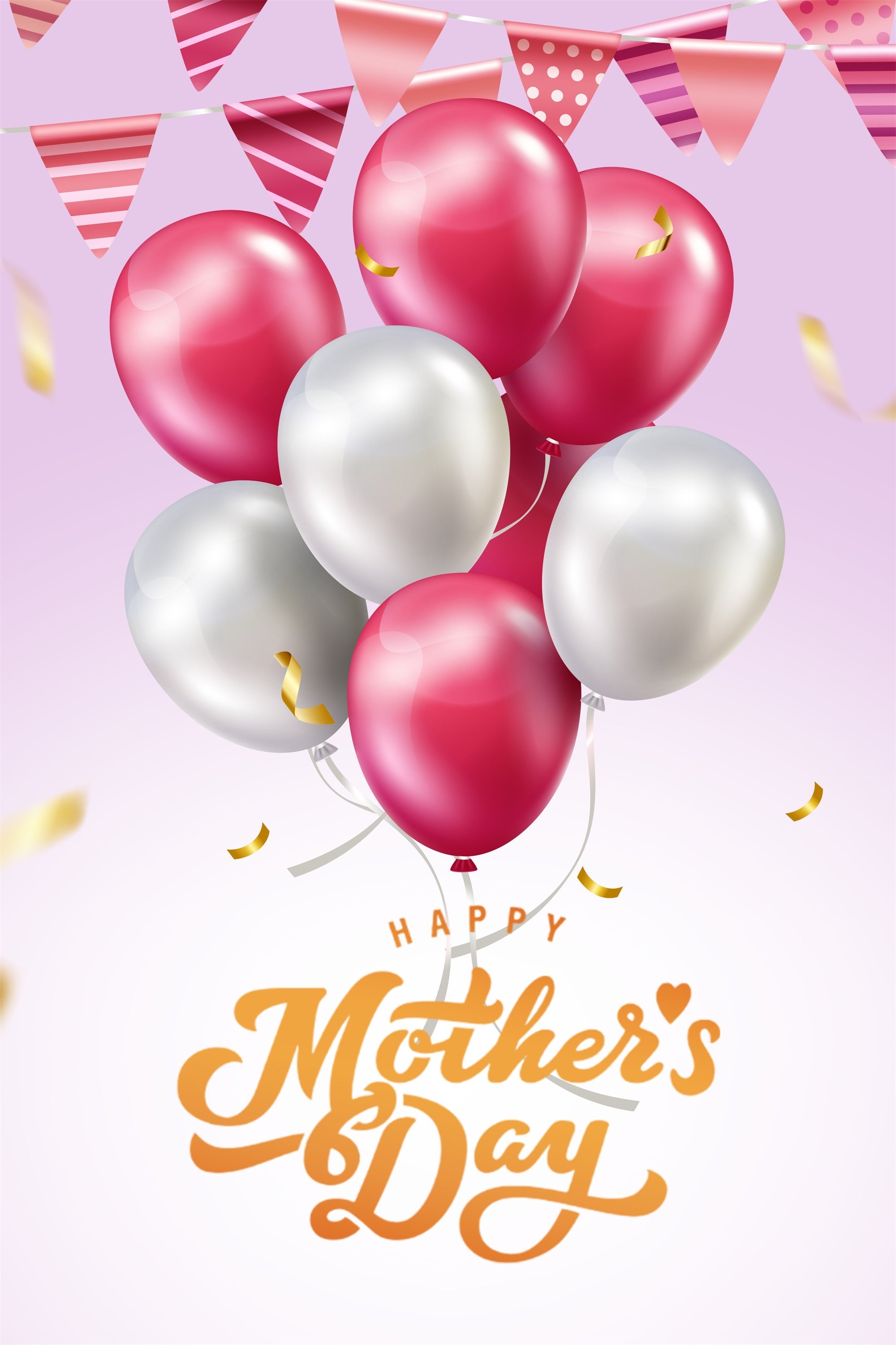 Backdrops For Mother's Day Silver Pink Balloon Customized Backdrop UK GTY3-209