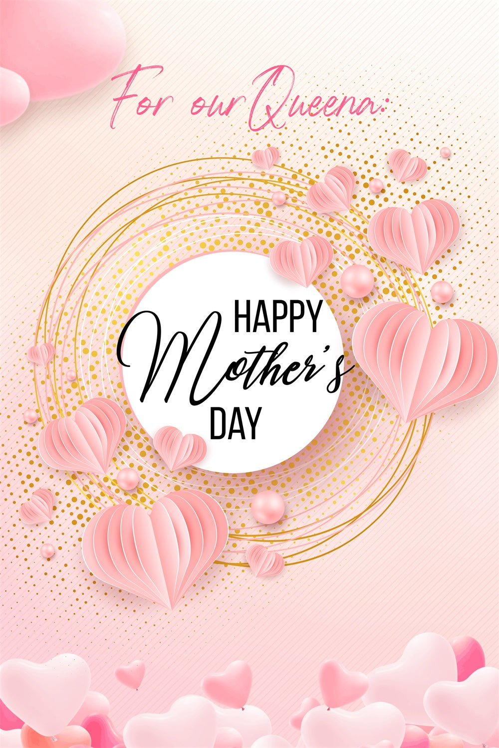 Mother's Day Backdrop Blush Heart Origami Customized Backdrop UK GTY3-215