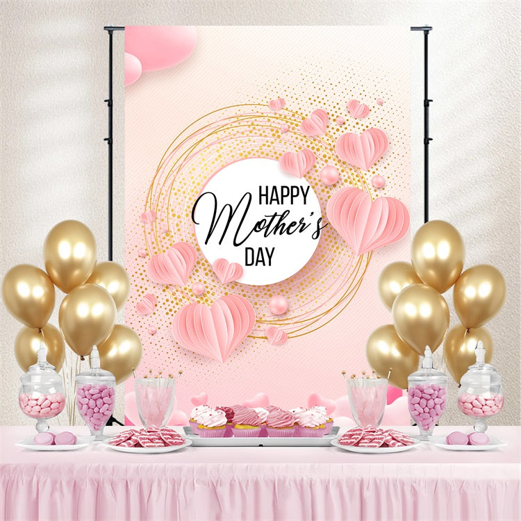 Mother's Day Backdrop Blush Heart Origami Customized Backdrop UK GTY3-215