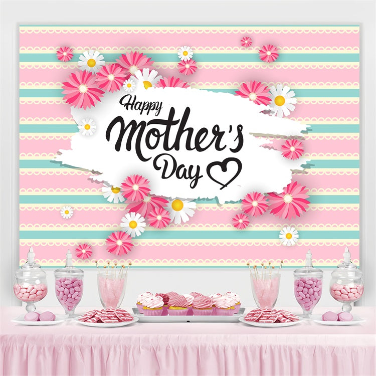 Mother's Day Backdrop Retro Stripes Daisy Personalized Backdrop UK GTY3-228