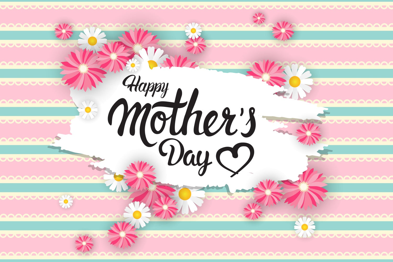 Mother's Day Backdrop Retro Stripes Daisy Personalized Backdrop UK GTY3-228