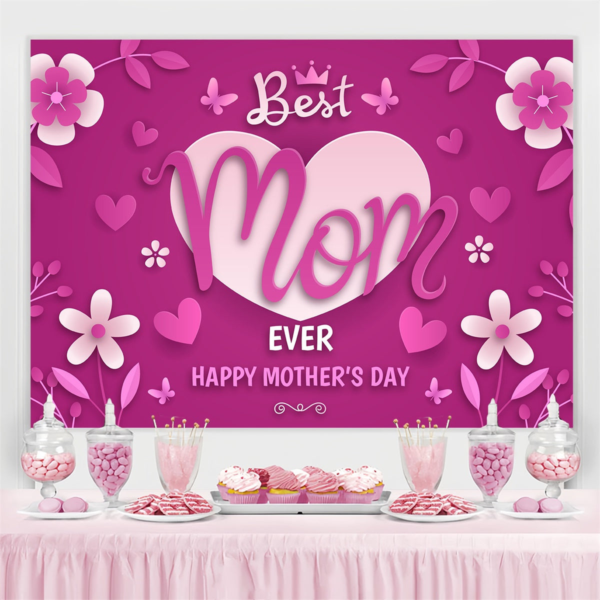Backdrops For Mother's Day Elegant Heart Flower Customized Backdrop UK GTY3-230