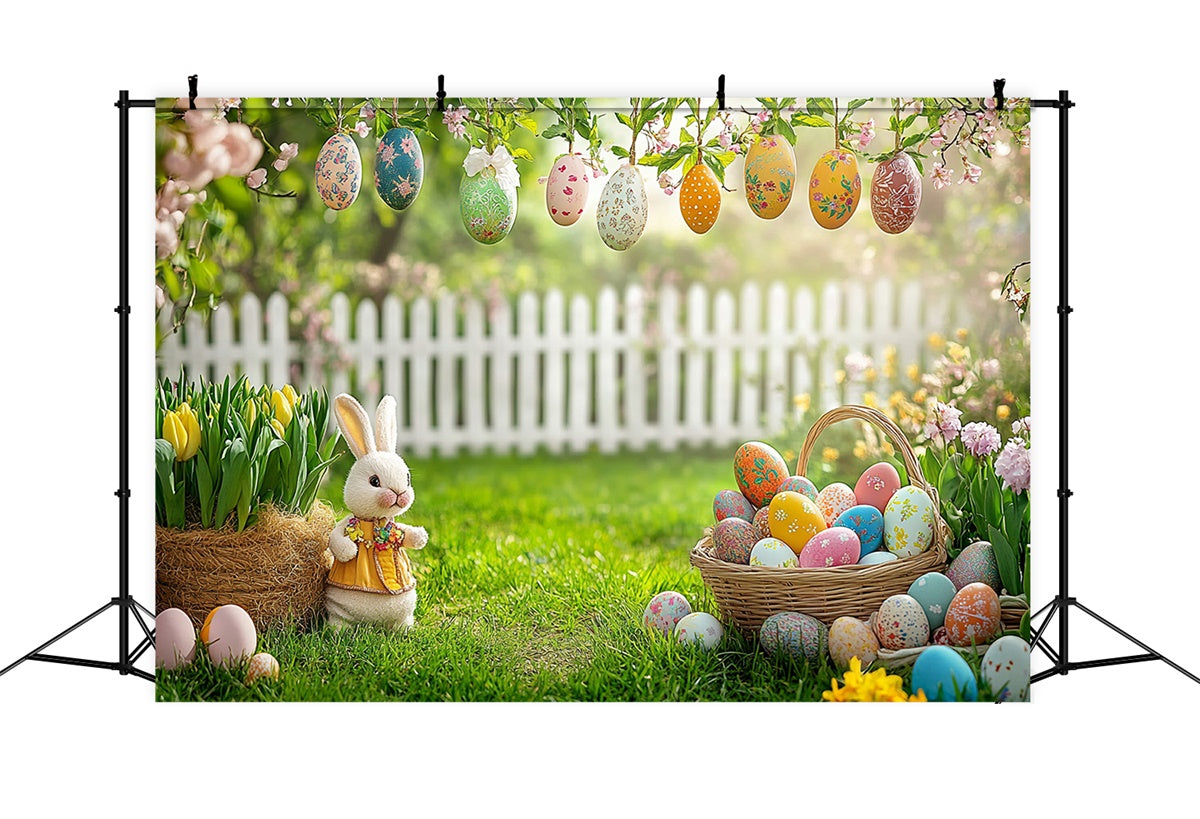 Easter Egg Backdrop Rustic Bunny Floral Meadow Backdrop UK GTY3-233