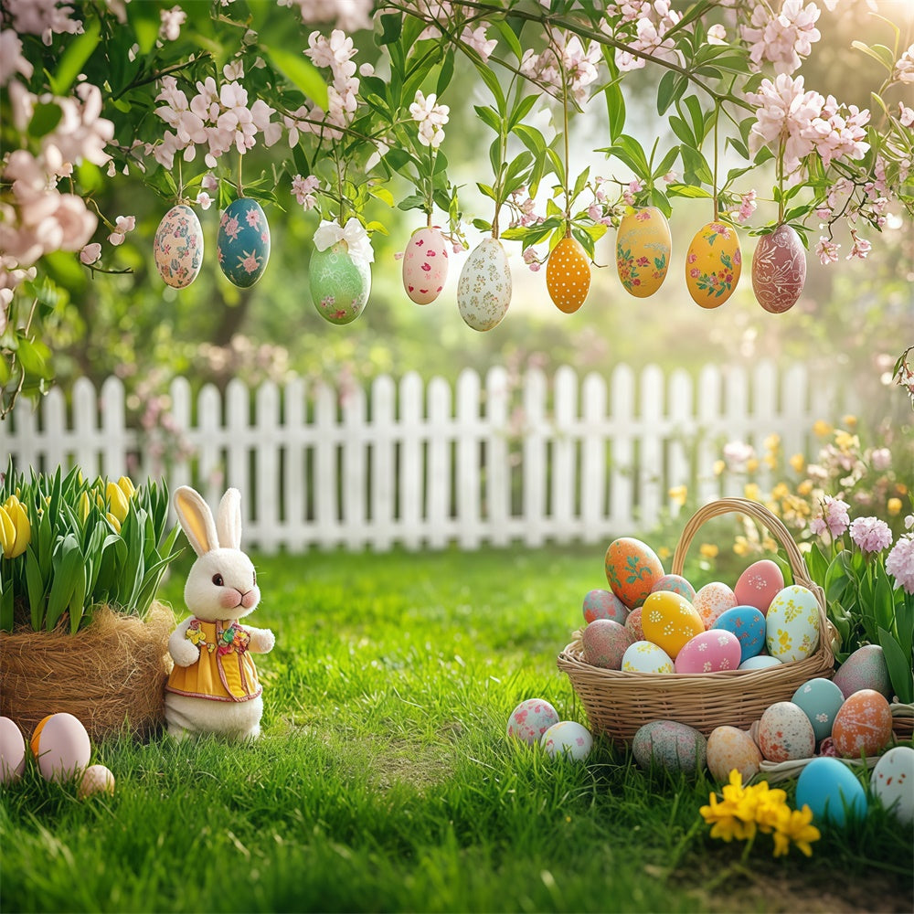Easter Egg Backdrop Rustic Bunny Floral Meadow Backdrop UK GTY3-233
