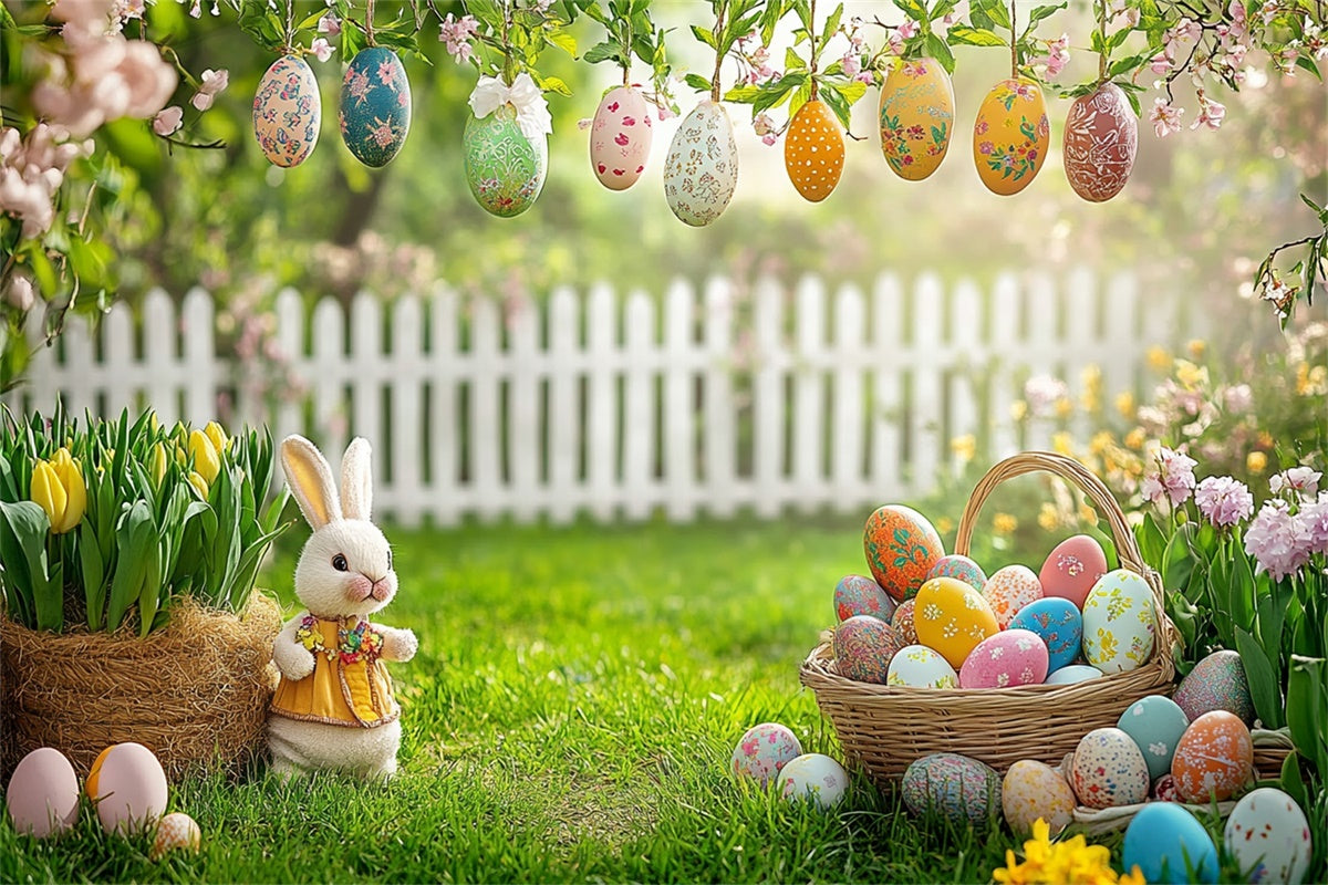 Easter Egg Backdrop Rustic Bunny Floral Meadow Backdrop UK GTY3-233
