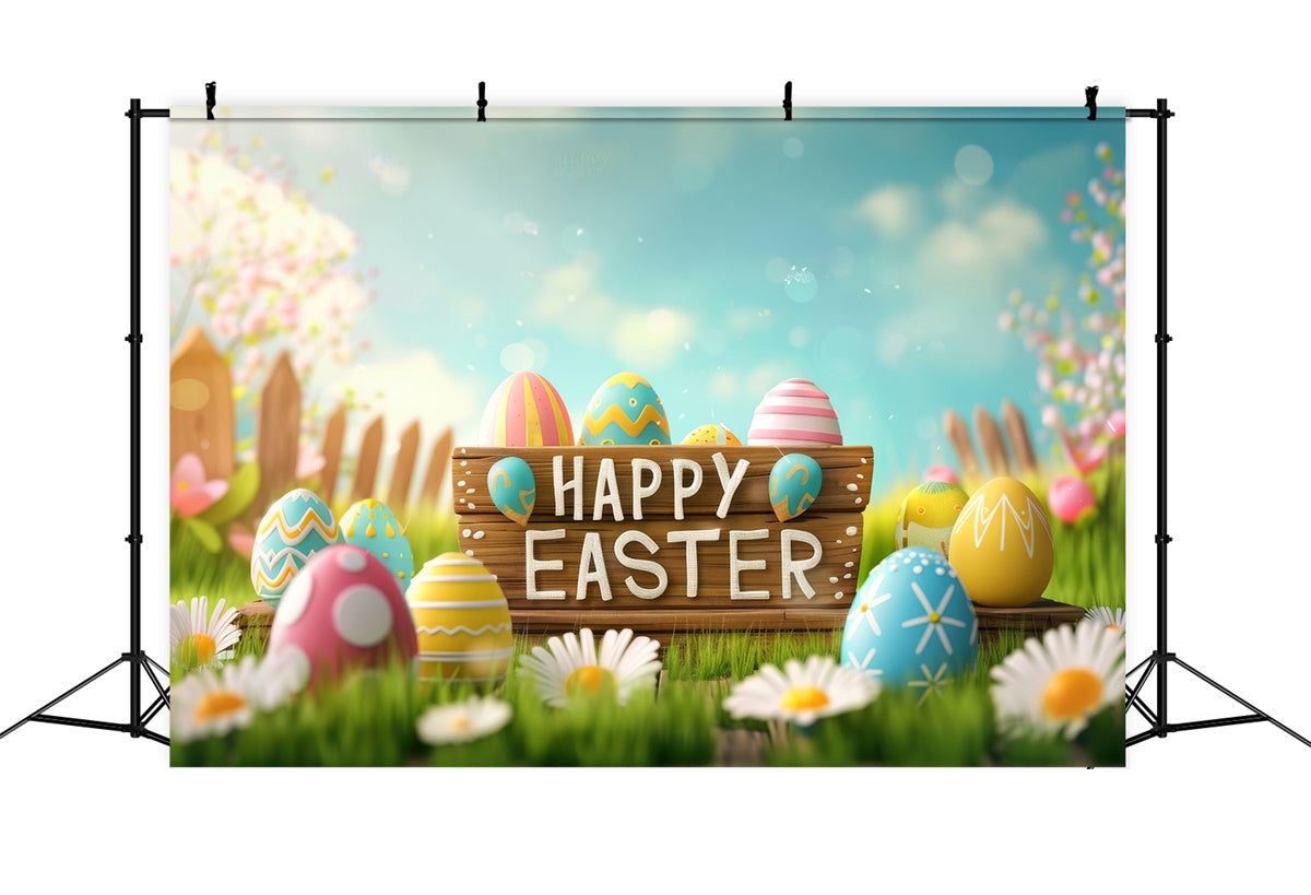 Easter Backdrops Photography Bright Sky Pastel Egg Backdrop UK GTY3-234