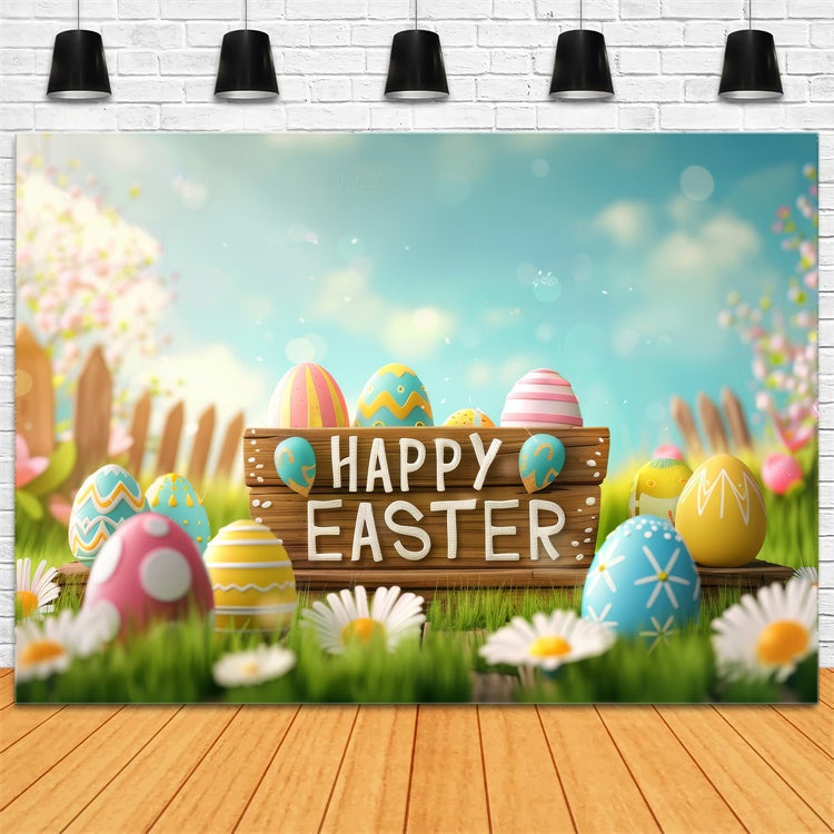 Easter Backdrops Photography Bright Sky Pastel Egg Backdrop UK GTY3-234