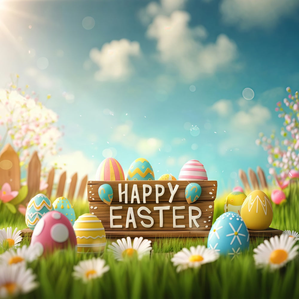 Easter Backdrops Photography Bright Sky Pastel Egg Backdrop UK GTY3-234