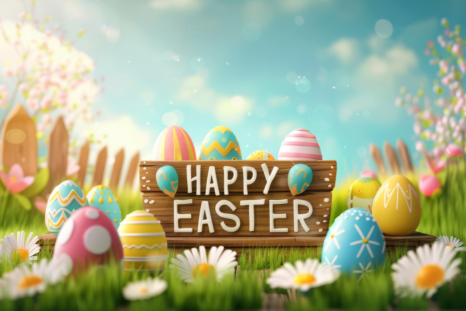 Easter Backdrops Photography Bright Sky Pastel Egg Backdrop UK GTY3-234